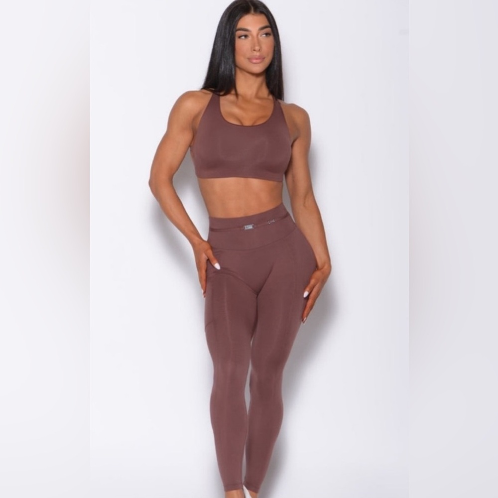 Bombshell Sportswear Brown Leggings Mauve Set - Picture 6 of 13